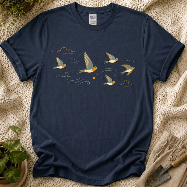 Birds Pasing By T-Shirt - Zen & Zucchinis garden graphic tee