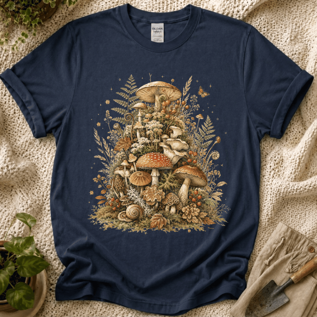 Quiet Forest Mushroom Gathering T-Shirt