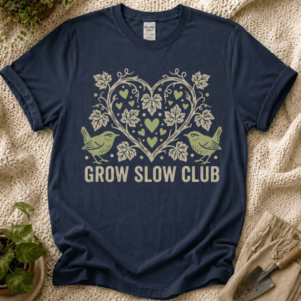 Grow Slow Vintage Garden T-Shirt - Zen & Zucchinis garden graphic tee