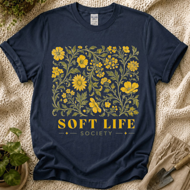 Soft Life Society Yellow Flower T-Shirt by Zen & Zucchinis Slow Garden Club