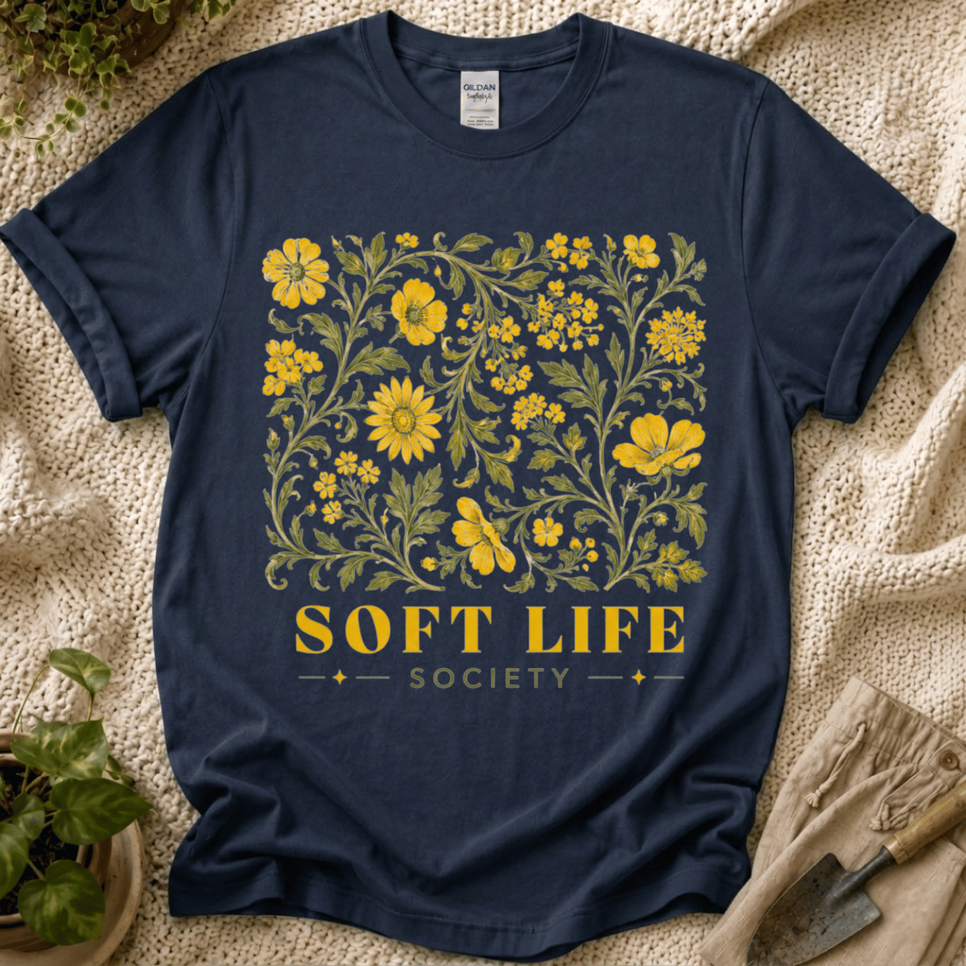 Soft Life Society Yellow Flower T-Shirt by Zen & Zucchinis Slow Garden Club