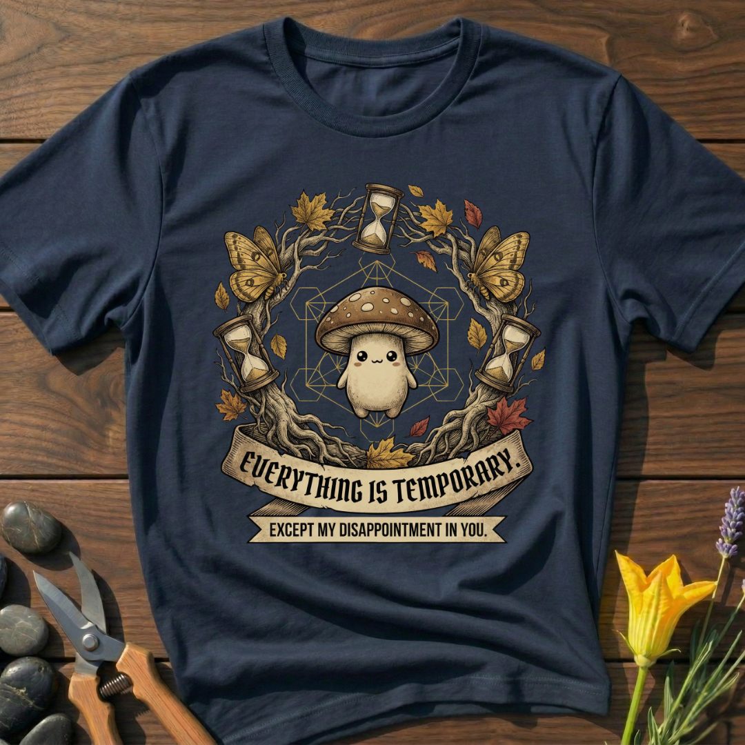 Everything Temporary T-Shirt - botanical nature graphic t-shirt, minimalist design, unisex tee for Nature Lovers, Garnder, Farmer, Plant Lovers