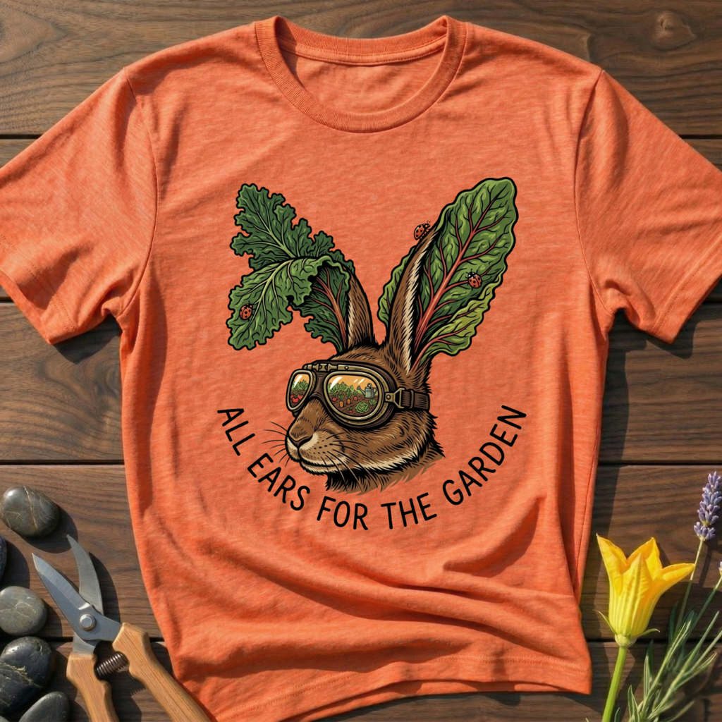 Garden Bunny T-Shirt - botanical nature graphic t-shirt, minimalist design, unisex tee”
