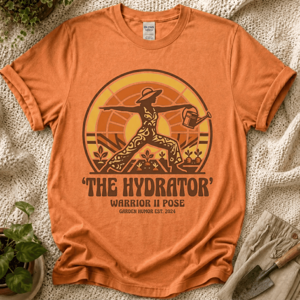 The Hydrator Gardening Pose T-Shirt by Zen & Zucchinis Slow Garden Club