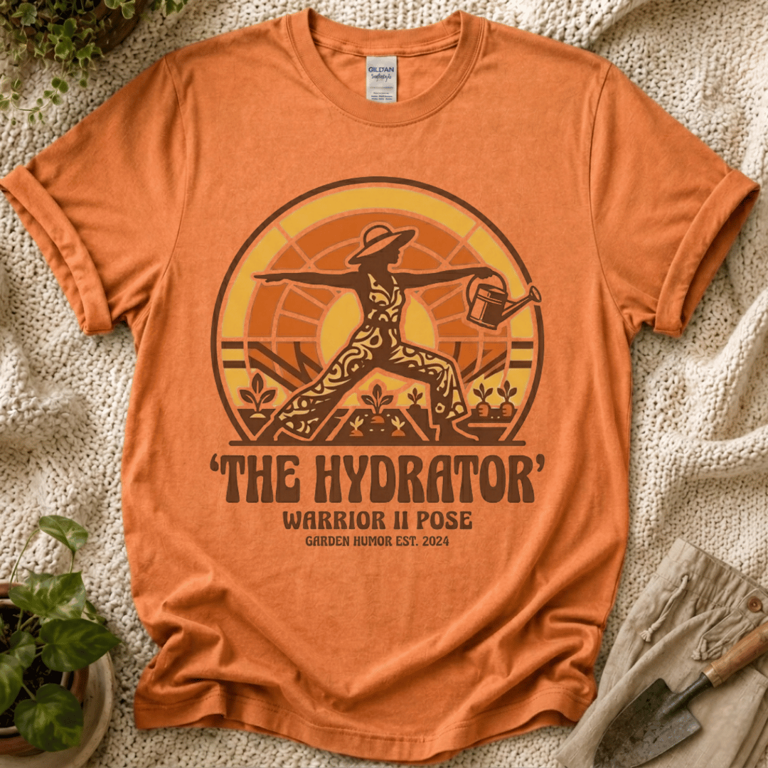 The Hydrator Gardening Pose T-Shirt by Zen & Zucchinis Slow Garden Club