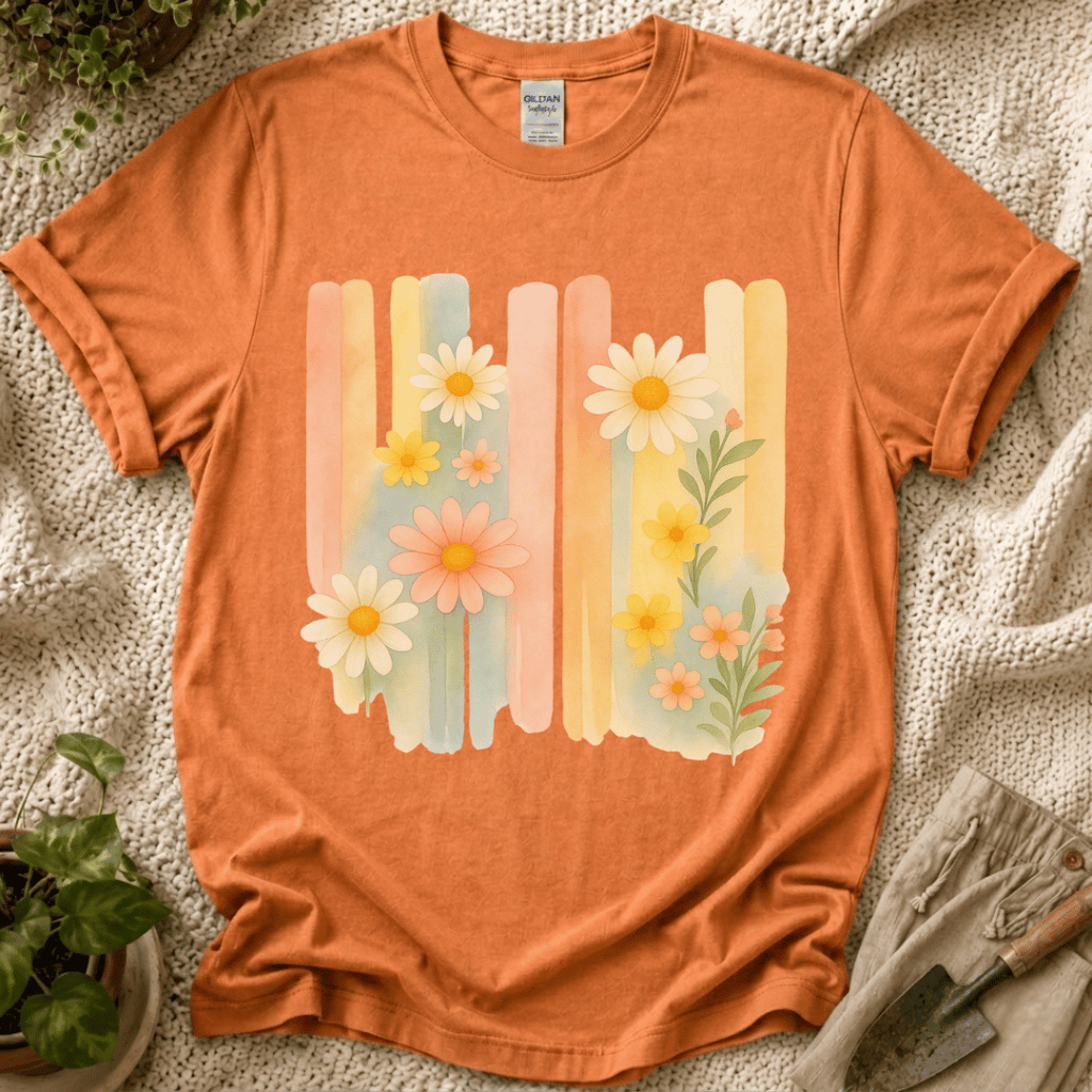 Flower Watercolor Wall T-Shirt by Zen & Zucchinis Slow Garden Club