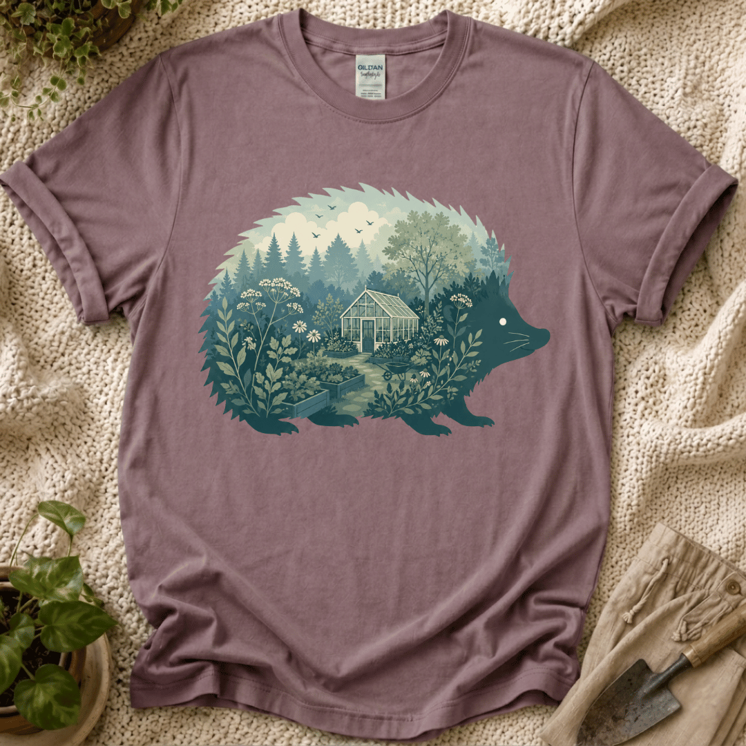 Hedgehog Garden Silhouette T-Shirt
