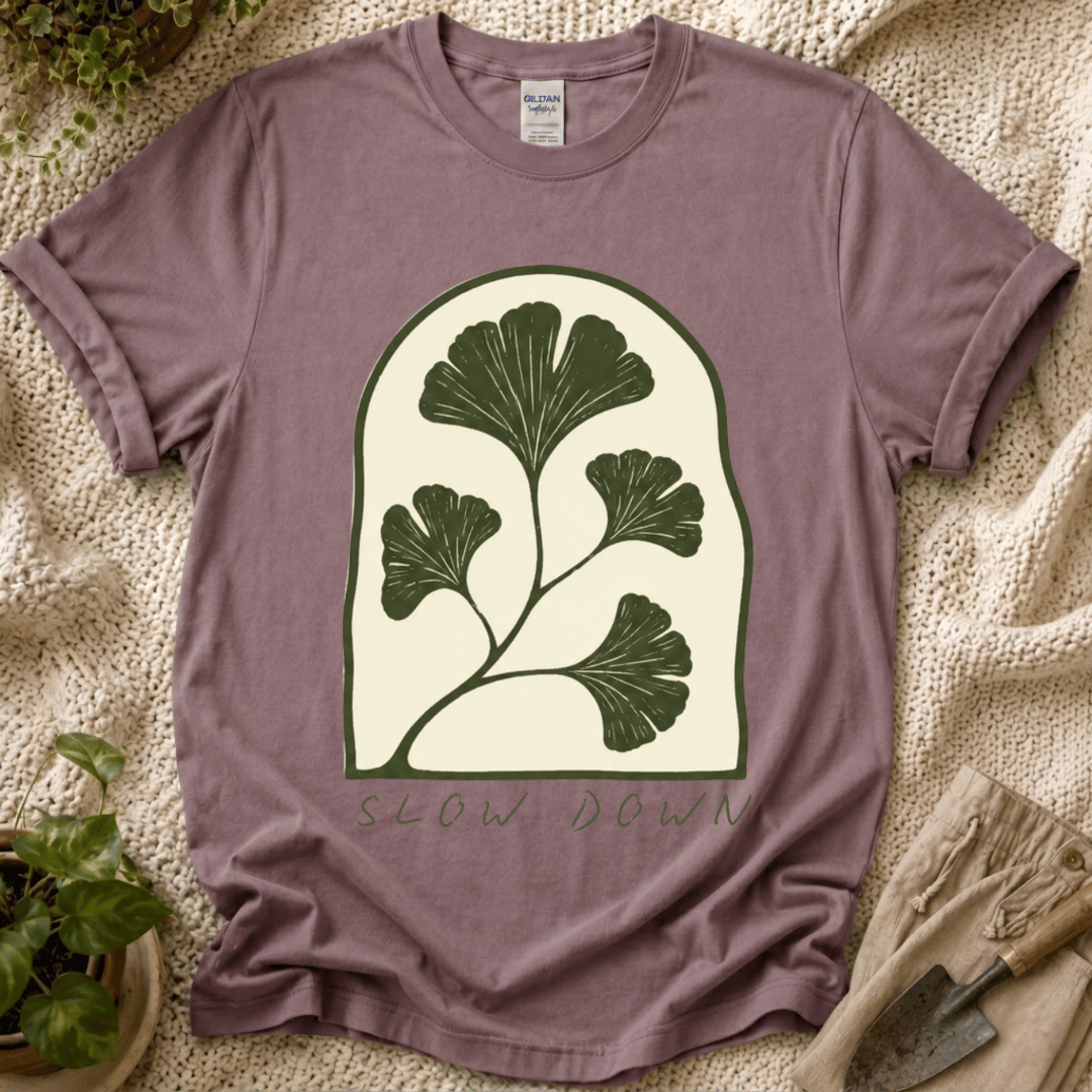 Slow Down Ginkgo T-Shirt by Zen & Zucchinis Slow Garden Club