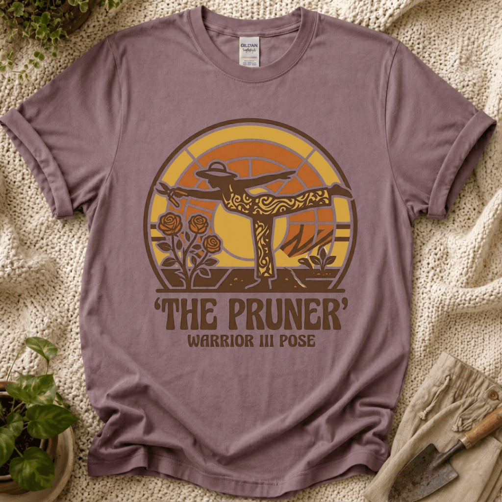 The Pruner Gardening Pose T-Shirt by Zen & Zucchinis Slow Garden Club