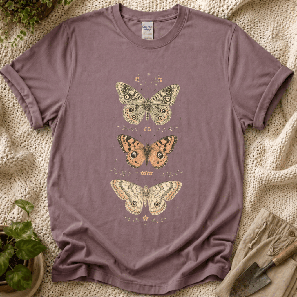 Botanical Butterflies Vintage Nature T-Shirt by Zen & Zucchinis Slow Garden Club
