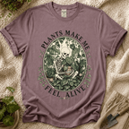 Plants Make Me Feel Alive Skeleton T-Shirt by Zen & Zucchinis Slow Garden Club