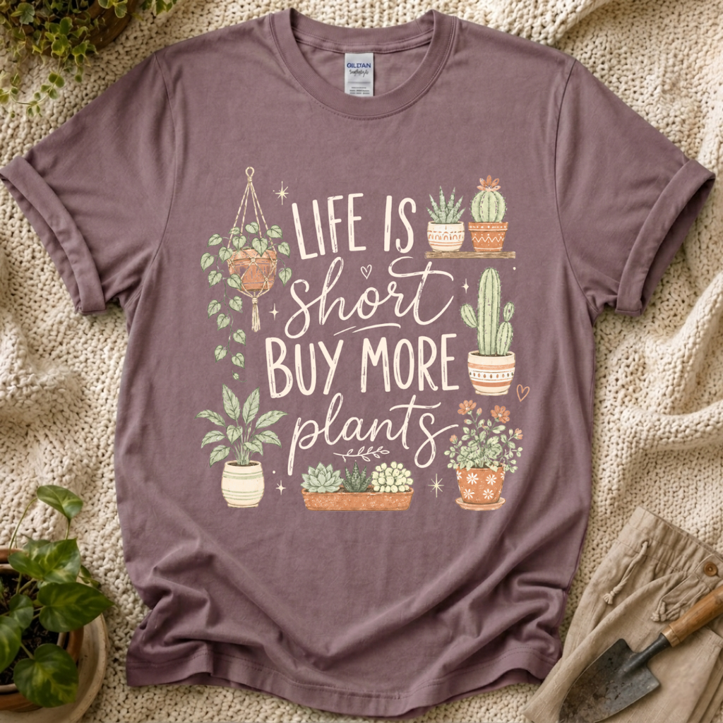 Life Is Short Buy More Plants Plant Lovers T-Shirt by Zen & Zucchinis Slow Garden Club
