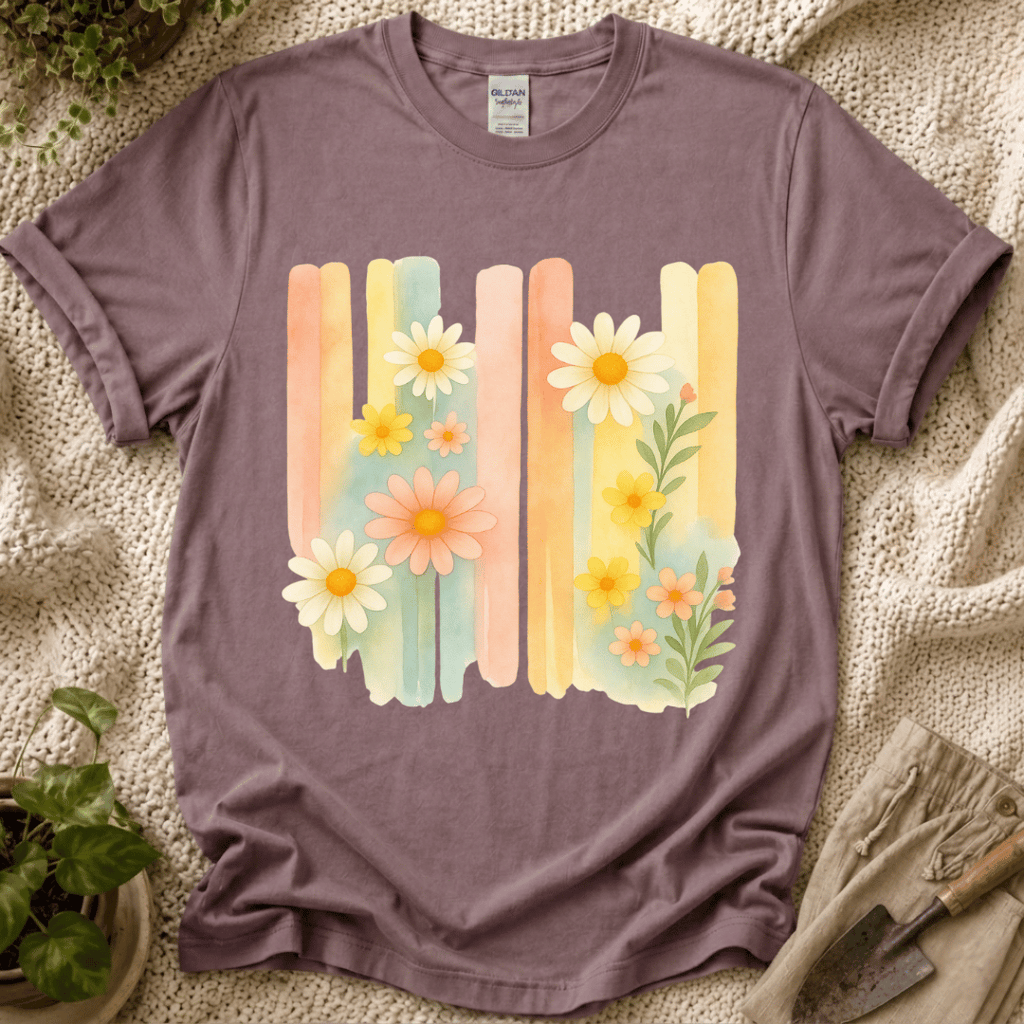Flower Watercolor Wall T-Shirt by Zen & Zucchinis Slow Garden Club