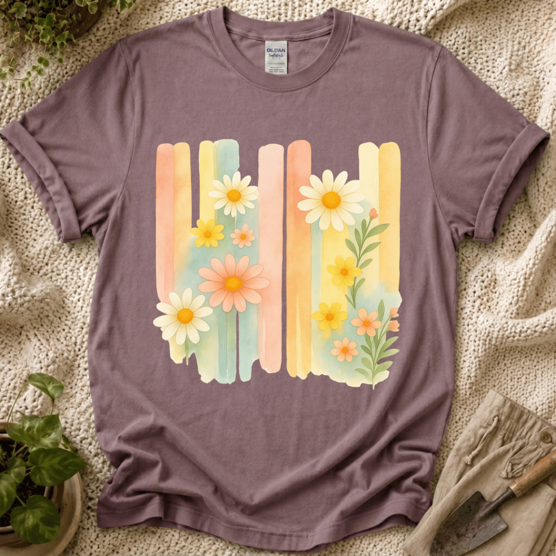 Flower Watercolor Wall T-Shirt by Zen & Zucchinis Slow Garden Club