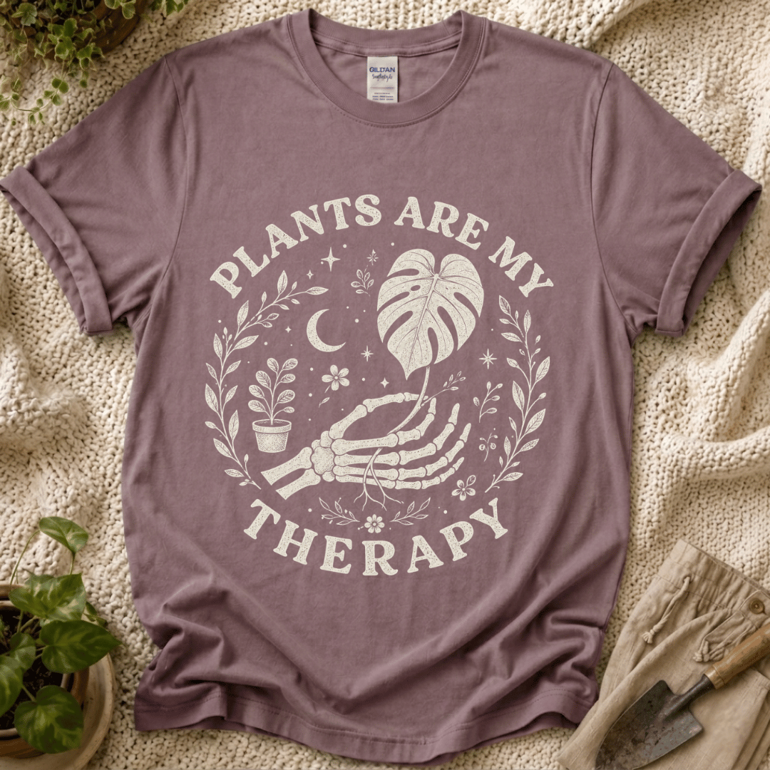 Plants Are My Therapy Botanical T-Shirt by Zen & Zucchinis Slow Garden Club