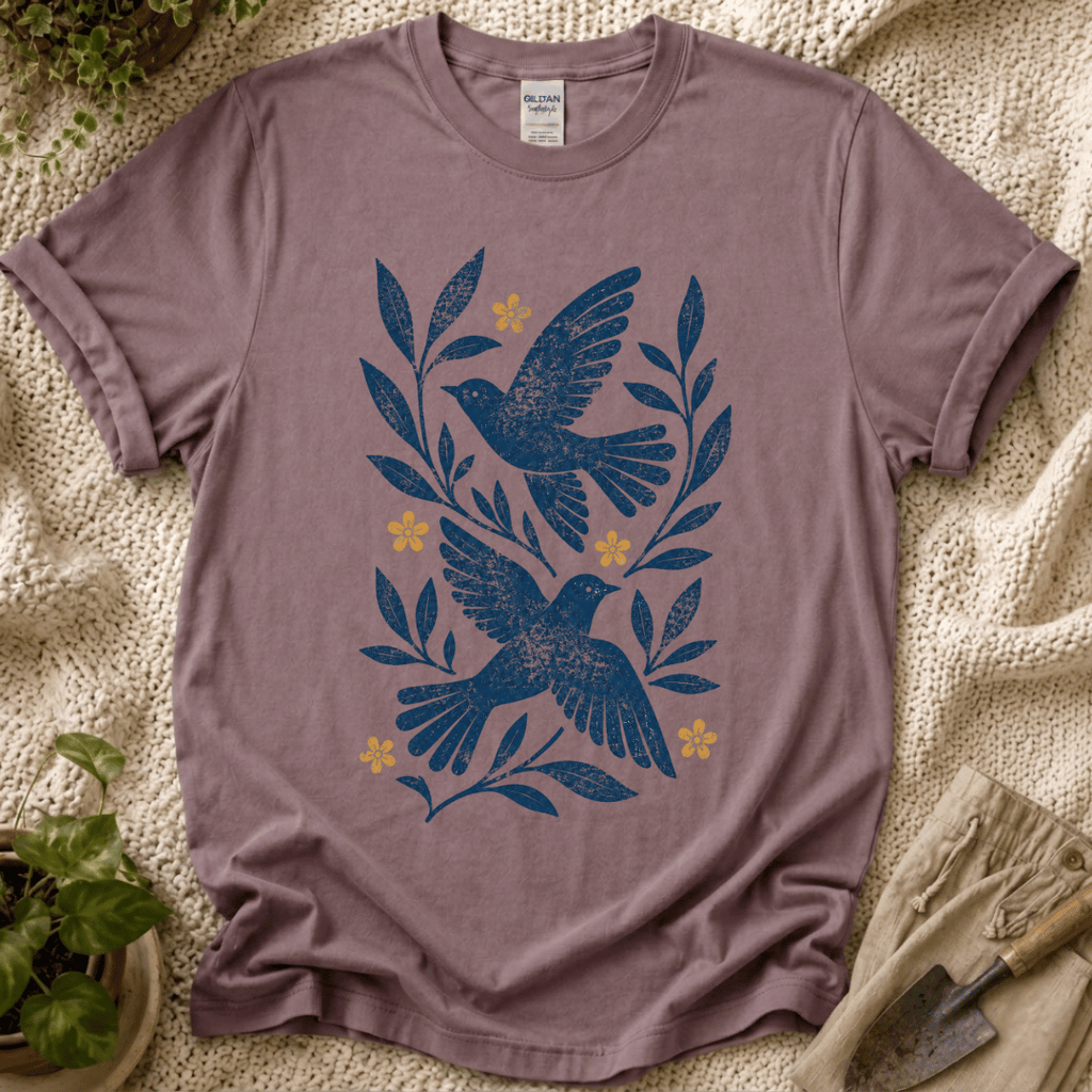 Botanical Birds T-Shirt by Zen & Zucchinis Slow Garden Club