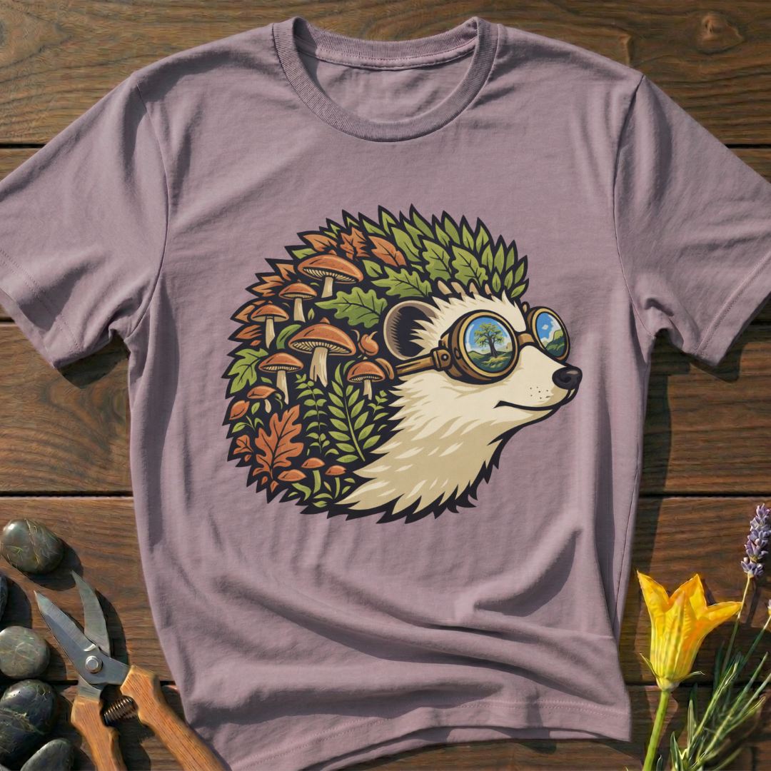 Cool Hedgehog T-Shirt - botanical nature graphic t-shirt, minimalist design, unisex tee”