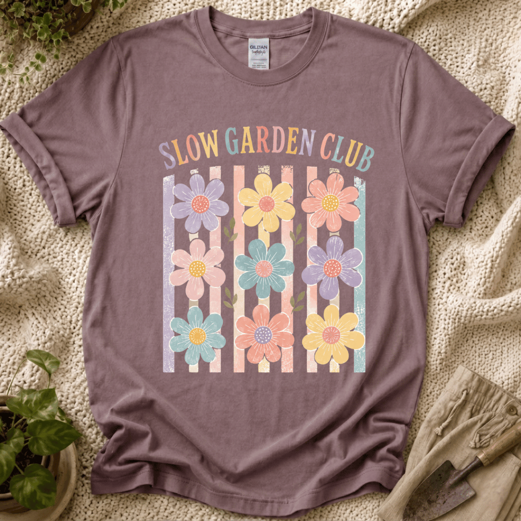 Flower On Stripes Summer Garden T-Shirt