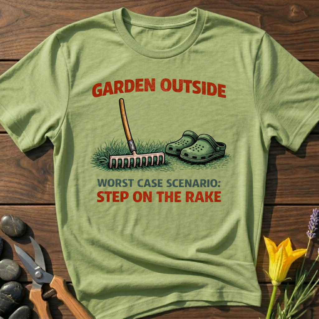Garden Outside T-Shirt - botanical nature graphic t-shirt, minimalist design, unisex tee for Nature Lovers, Garnder, Farmer, Plant Lovers