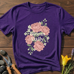 Bloom Daily T-Shirt - botanical nature graphic t-shirt, minimalist design, unisex tee for Nature Lovers, Garnder, Farmer, Plant Lovers