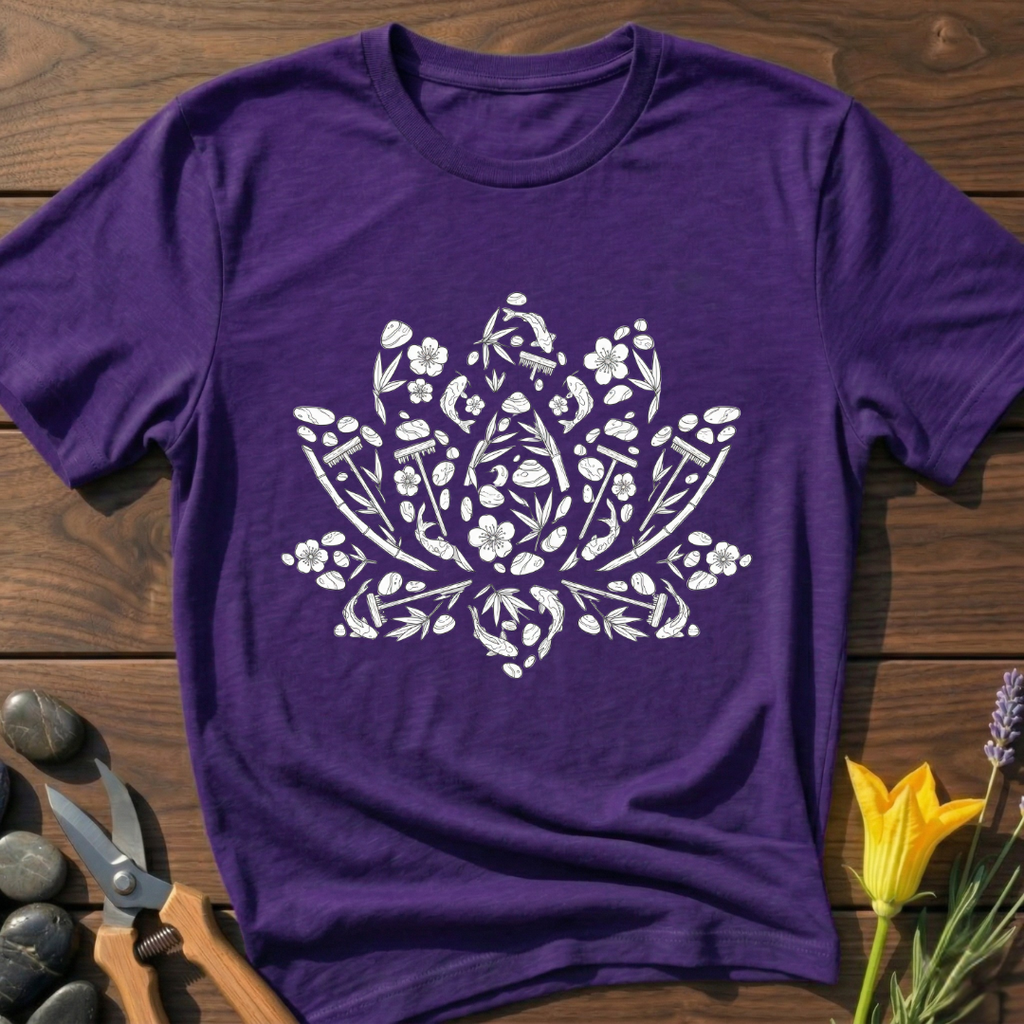 Zen Elements Lotus T-Shirt - botanical nature graphic t-shirt, minimalist design, unisex tee for Nature Lovers, Garnder, Farmer, Plant Lovers