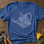 Watering Can Fractals T-Shirt - botanical nature graphic t-shirt, minimalist design, unisex tee for Nature Lovers, Garnder, Farmer, Plant Lovers