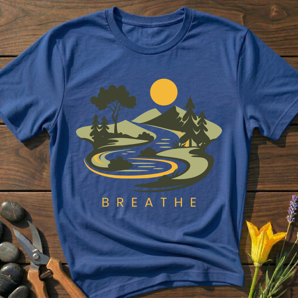 Nature Breathe T-Shirt - botanical nature graphic t-shirt, minimalist design, unisex tee for Nature Lovers, Garnder, Farmer, Plant Lovers