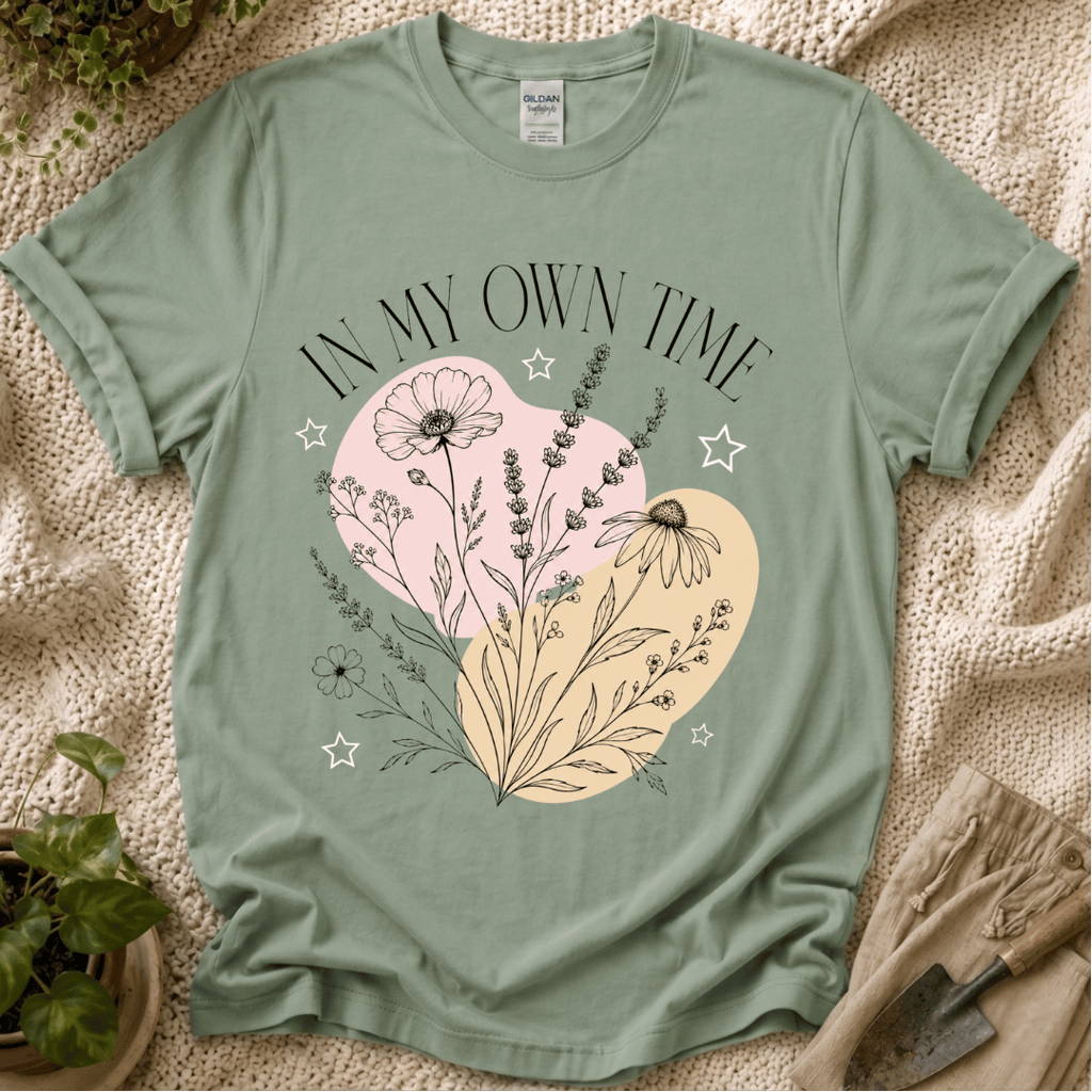 In My Own Time Boho Botanical T-Shirt by Zen & Zucchinis Slow Garden Club