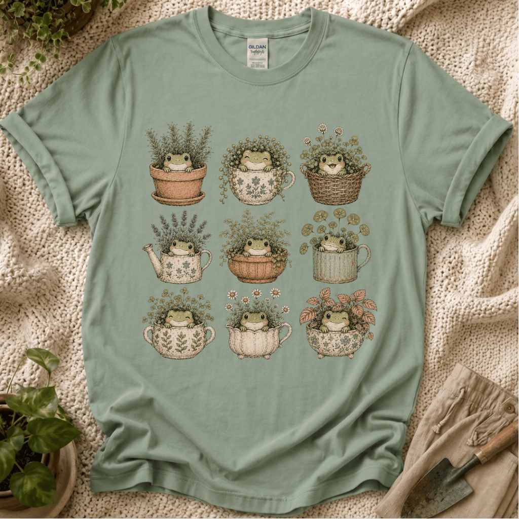 Froggy in a Pot T-Shirt by Zen & Zucchinis Slow Garden Club