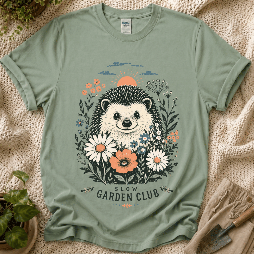 Hedgehog Garden Sunset T-Shirt