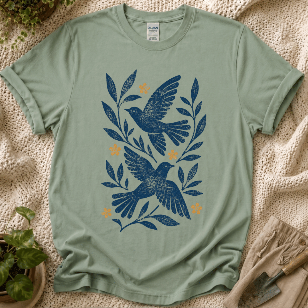 Botanical Birds T-Shirt by Zen & Zucchinis Slow Garden Club