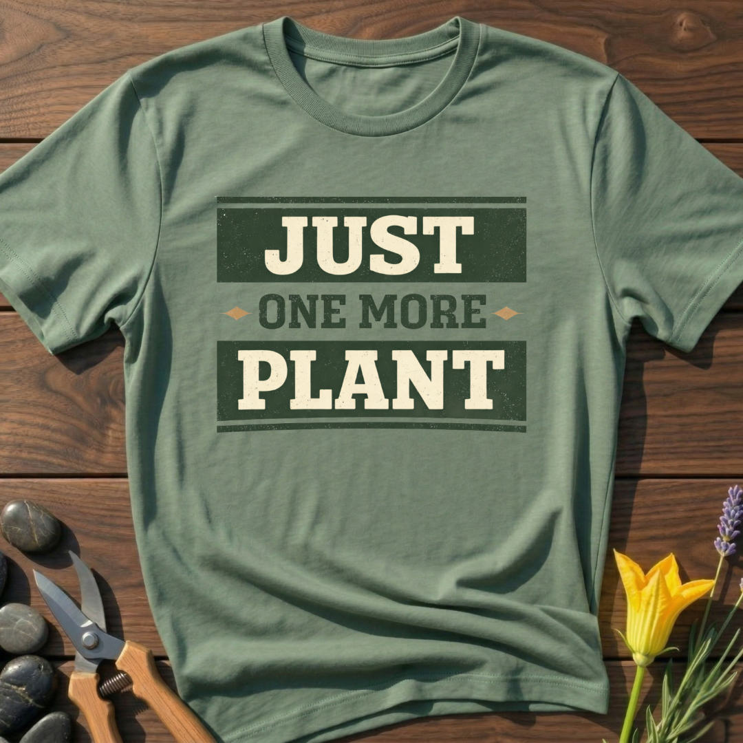 Just One More Plant T-Shirt - botanical nature graphic t-shirt, minimalist design, unisex tee”