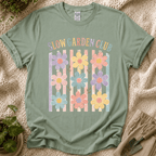 Flower On Stripes Summer Garden T-Shirt