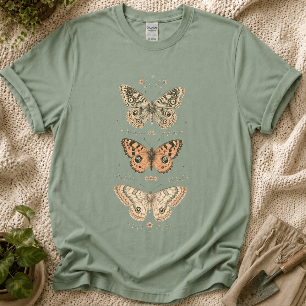 Botanical Butterflies Vintage Nature T-Shirt by Zen & Zucchinis Slow Garden Club