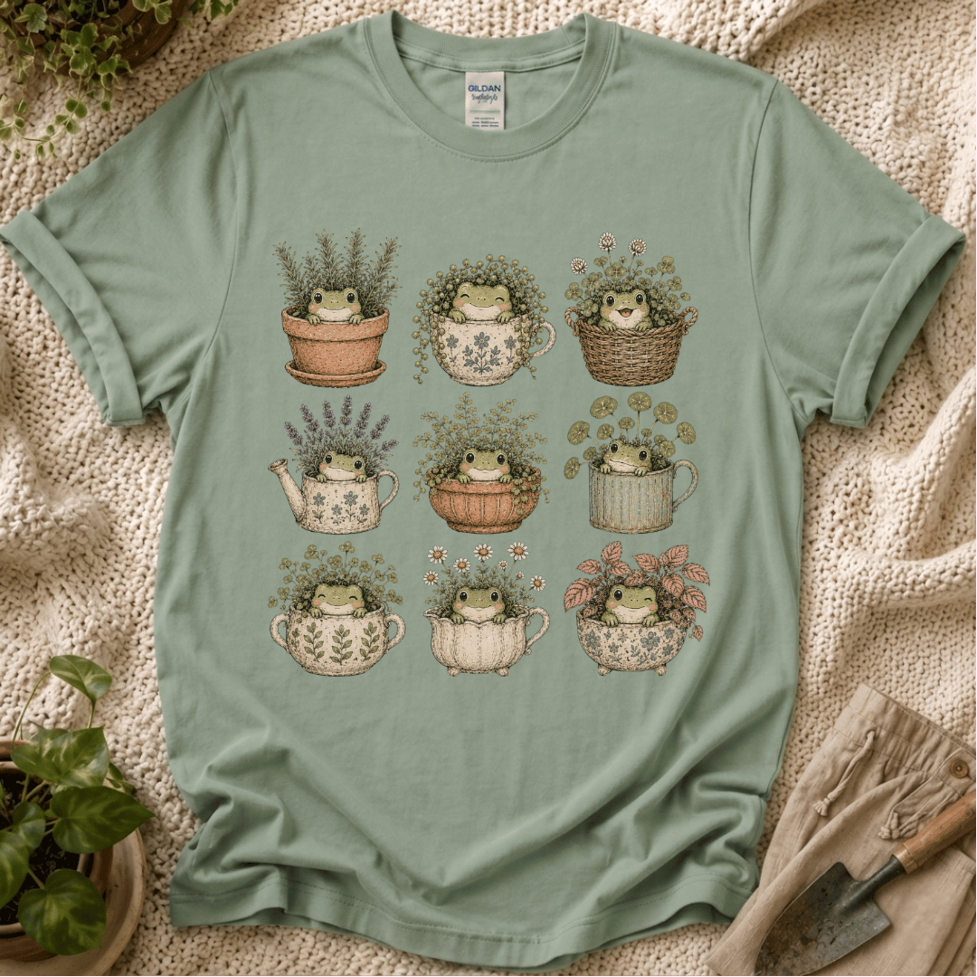 Froggy in a Pot T-Shirt by Zen & Zucchinis Slow Garden Club