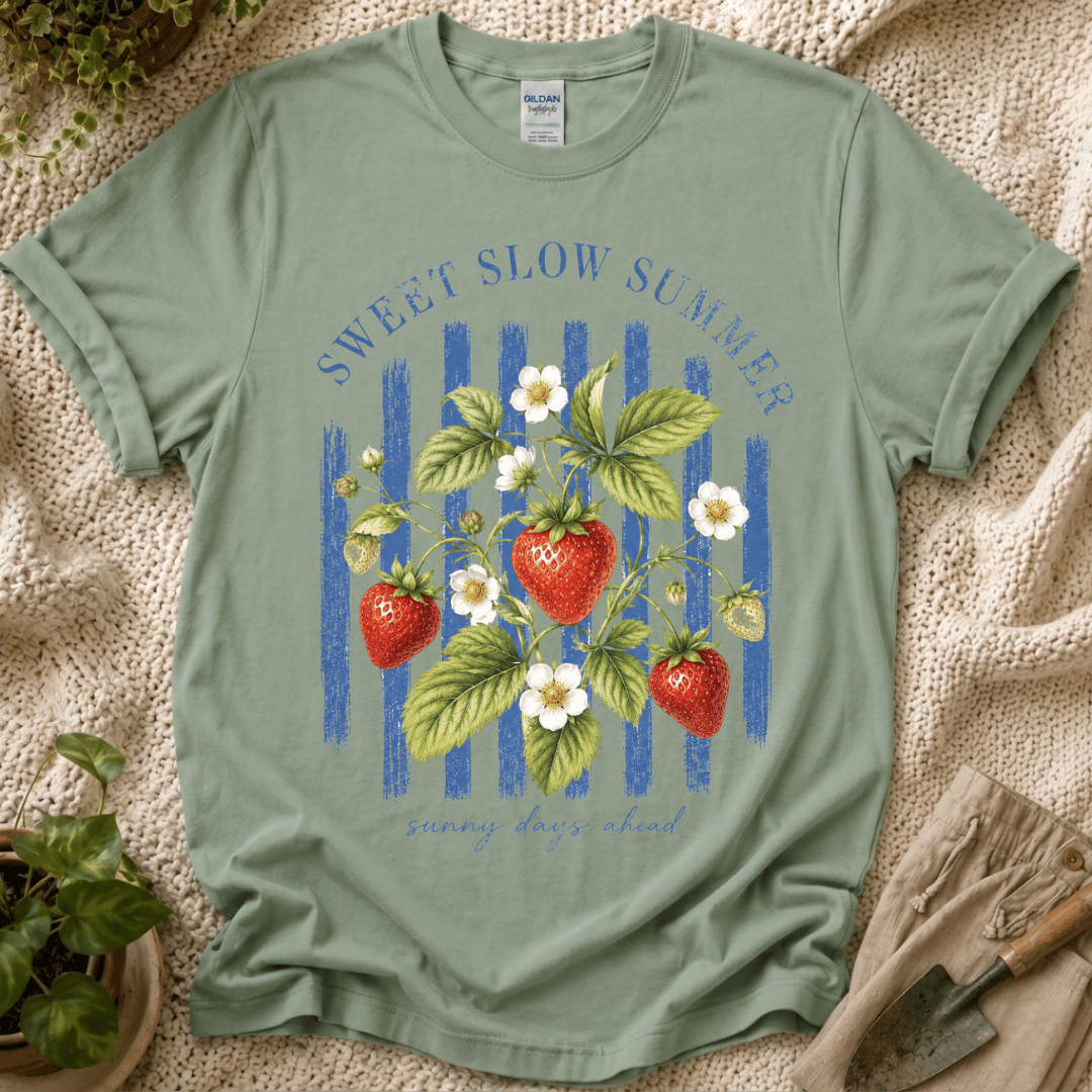 Sweet Slow Summer Strawberry Stripes T-Shirt