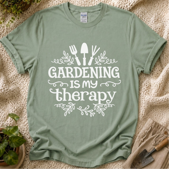 Gardening Is My Therapy T-Shirt by Zen & Zucchinis Slow Garden Club