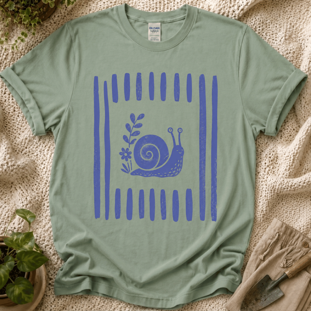 Snial In Stripes Garden Summer T-Shirt