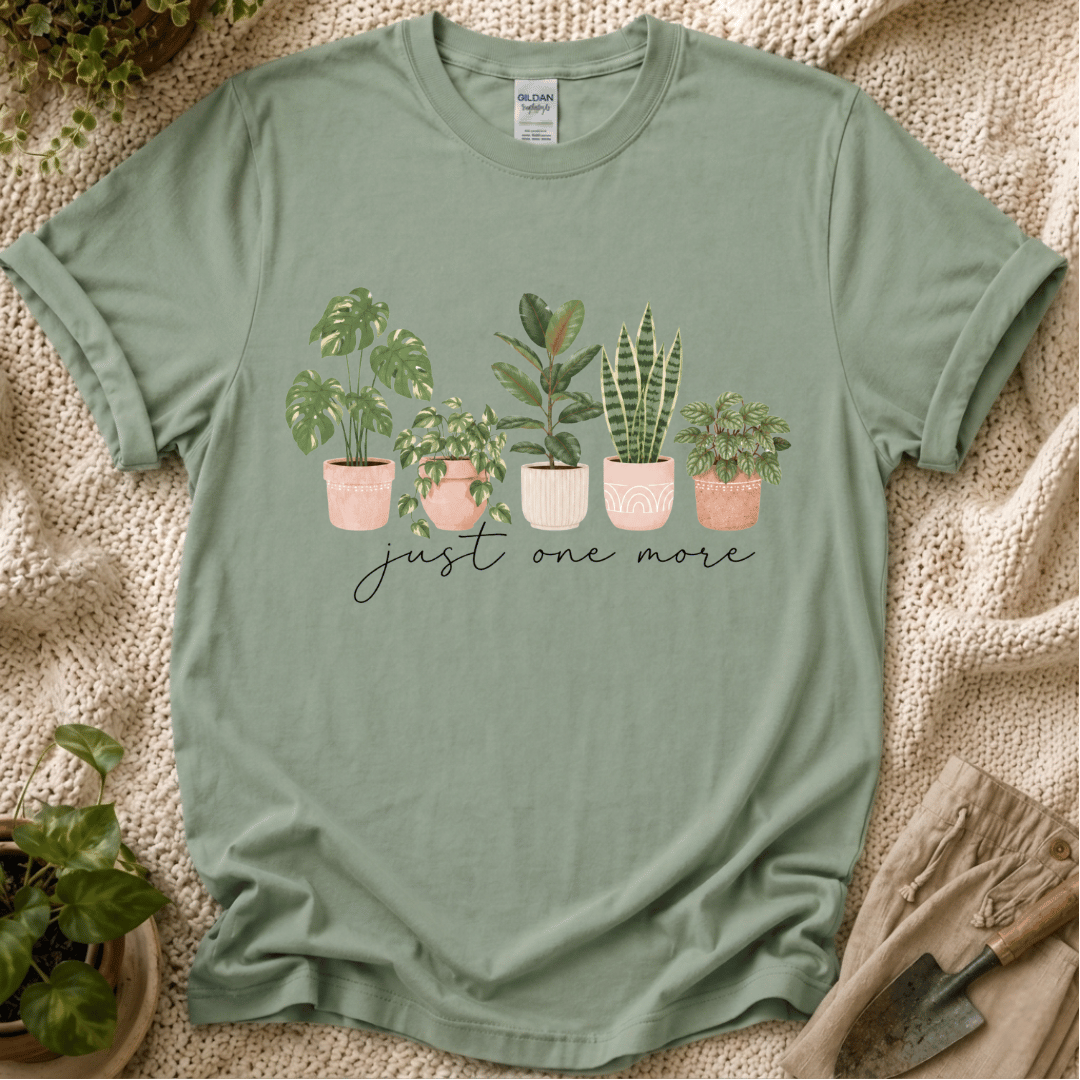 Just One More Houseplant T-Shirt by Zen & Zucchinis Slow Garden Club