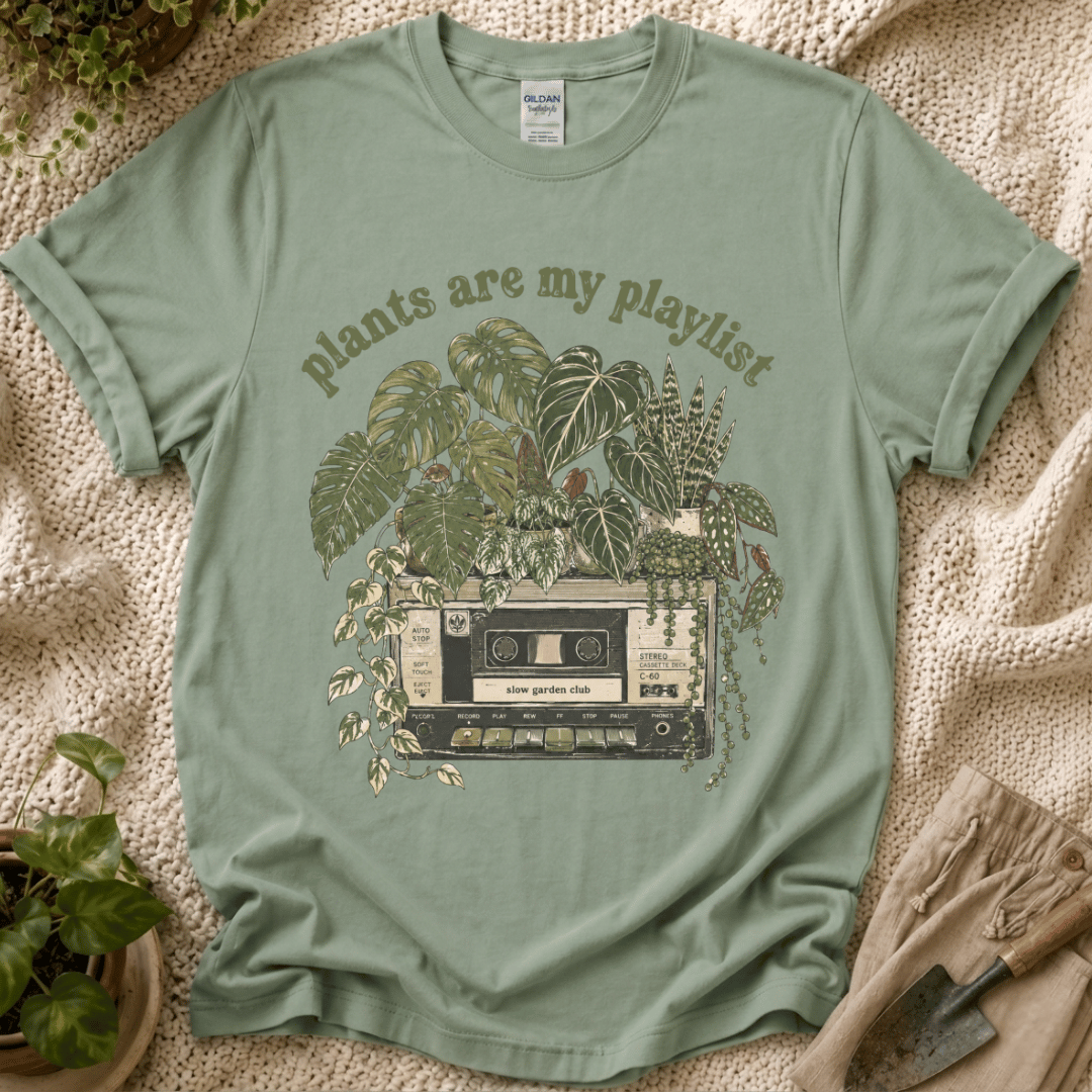 Plant Are My Playlist T-Shirt by Zen & Zucchinis Slow Garden Club