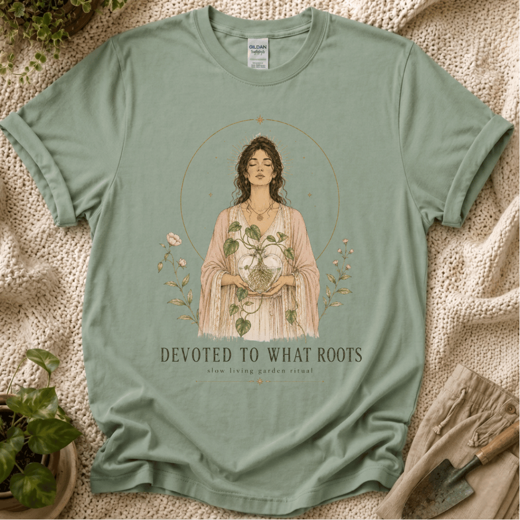 Devoted to Deep Roots Garden T-Shirt by Zen & Zucchinis Slow Garden Club