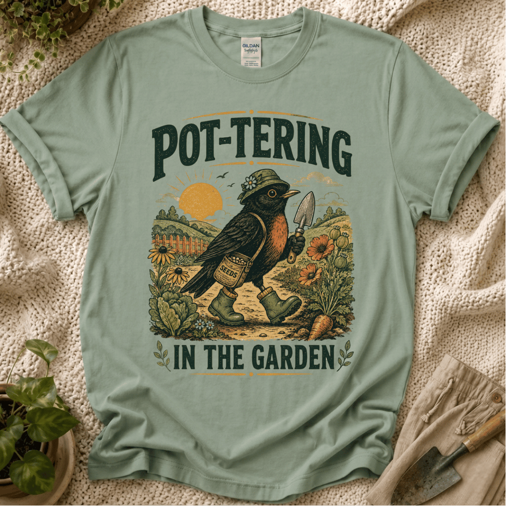 Pottering in the Garden Bird T-Shirt by Zen & Zucchinis Slow Garden Club