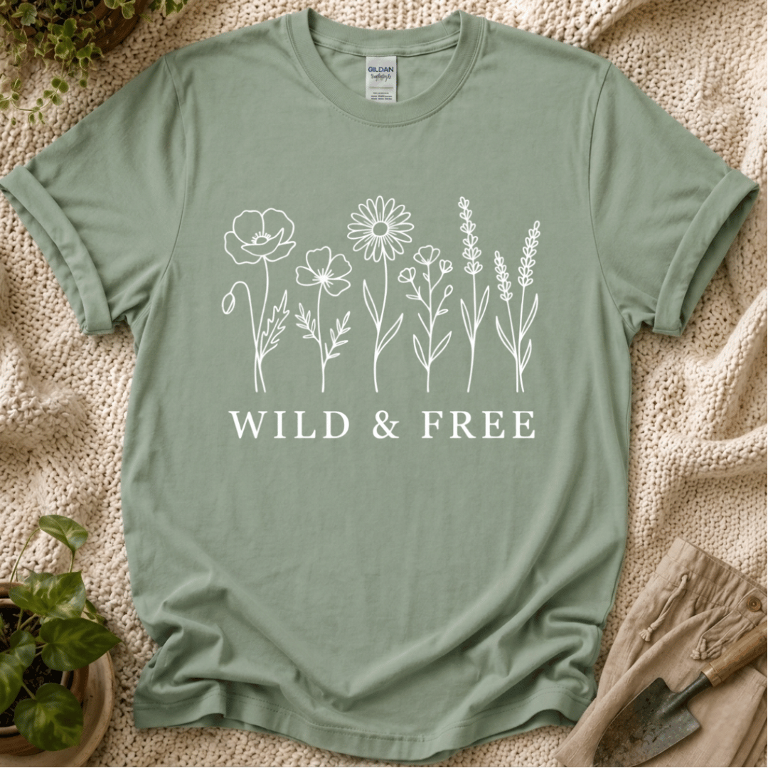 Wild and Free White Flowers T-Shirt by Zen & Zucchinis Slow Garden Club