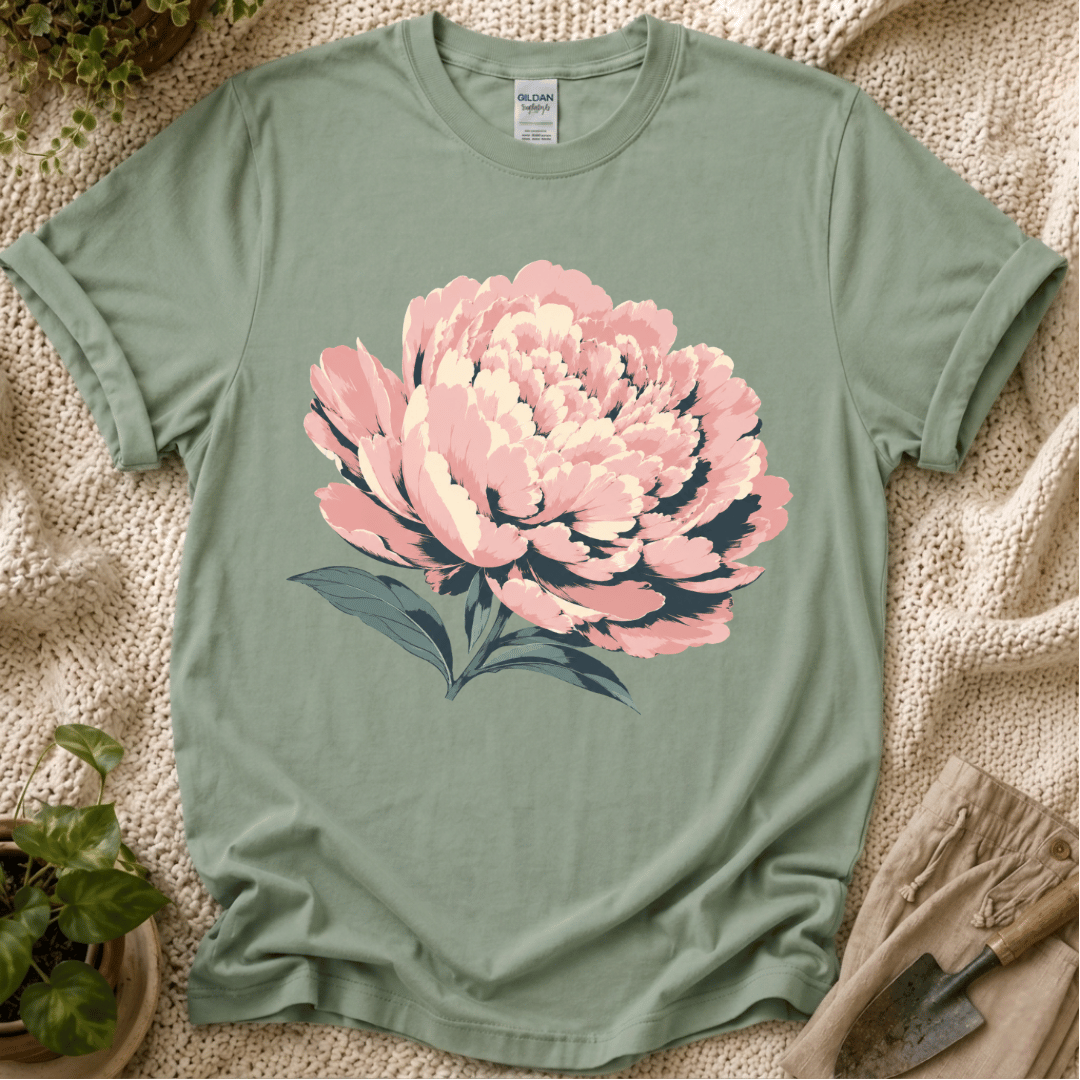 Blush Peony Flower Bloom T-Shirt by Zen & Zucchinis Slow Garden Club