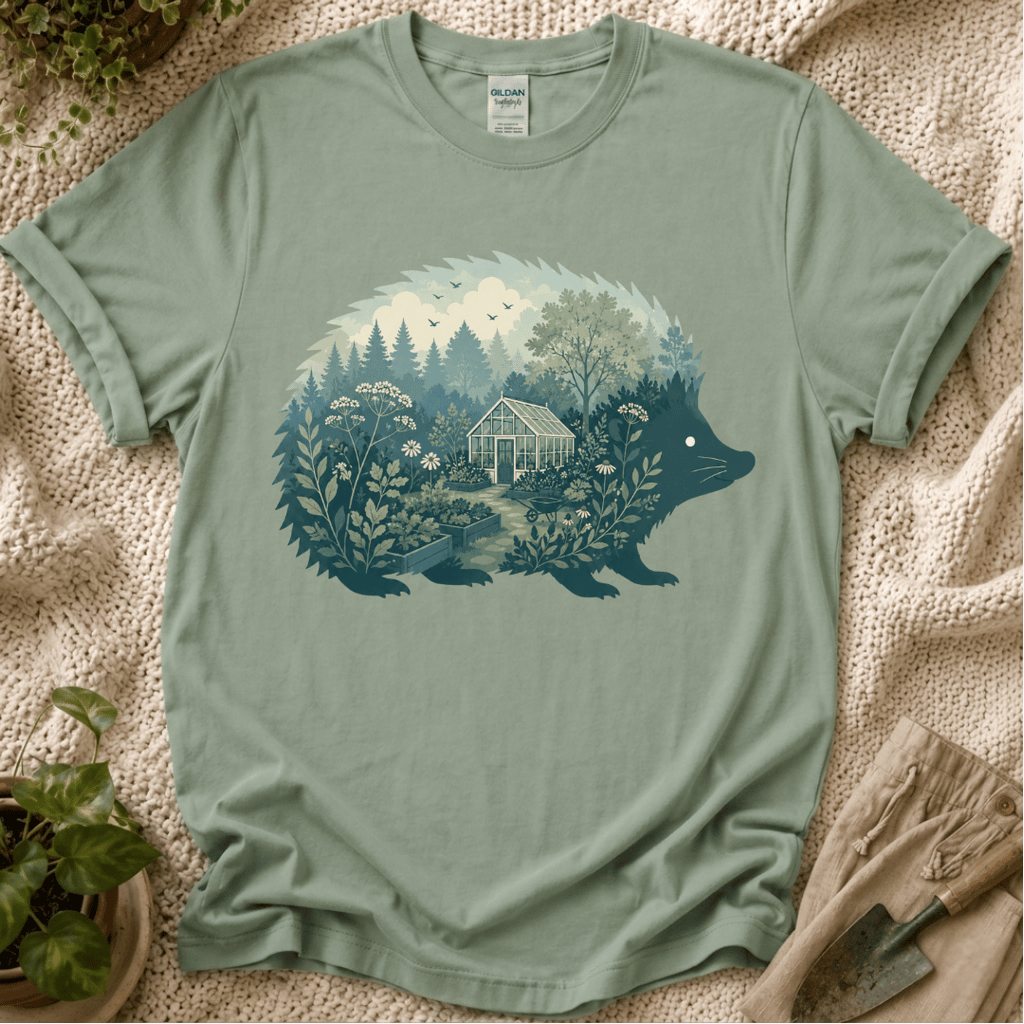 Hedgehog Garden Silhouette T-Shirt