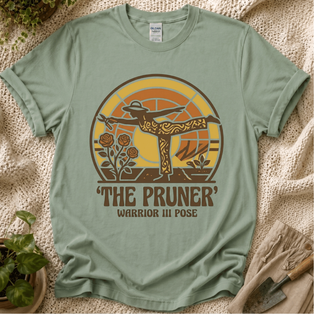 The Pruner Gardening Pose T-Shirt by Zen & Zucchinis Slow Garden Club