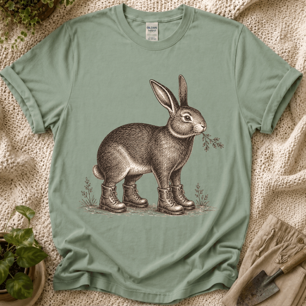 Garden Bunny With Shoes T-Shirt - Zen & Zucchinis garden graphic tee
