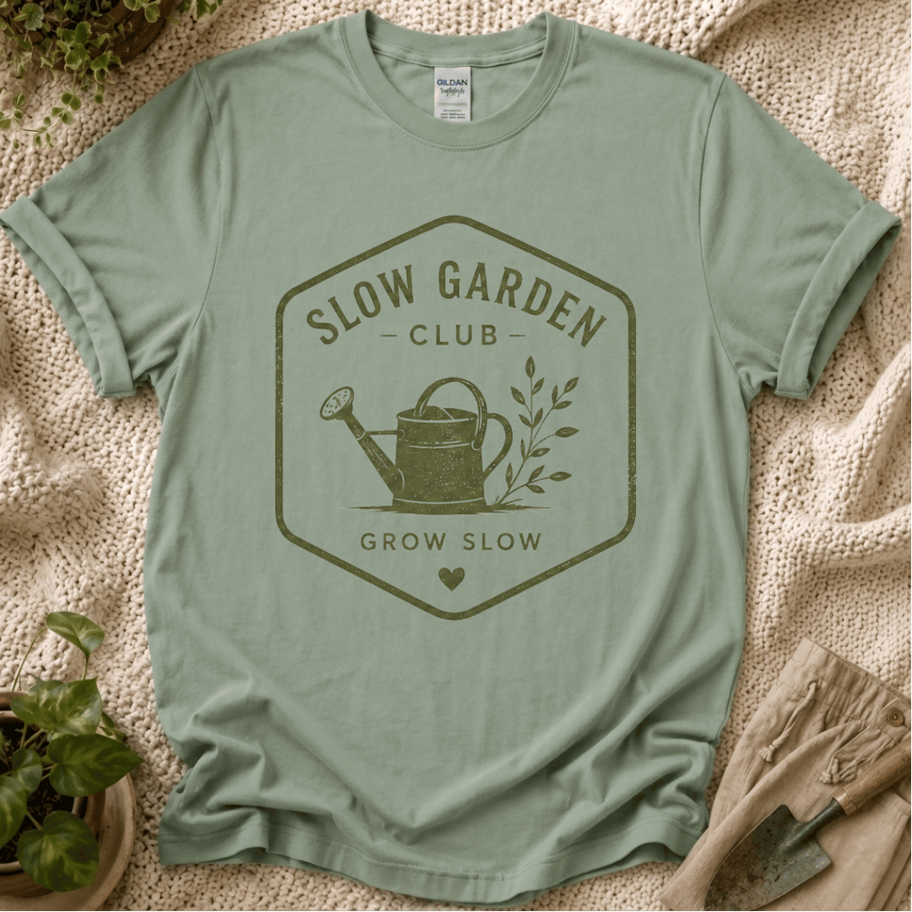 Slow Garden Club Badge T-Shirt by Zen & Zucchinis Slow Garden Club