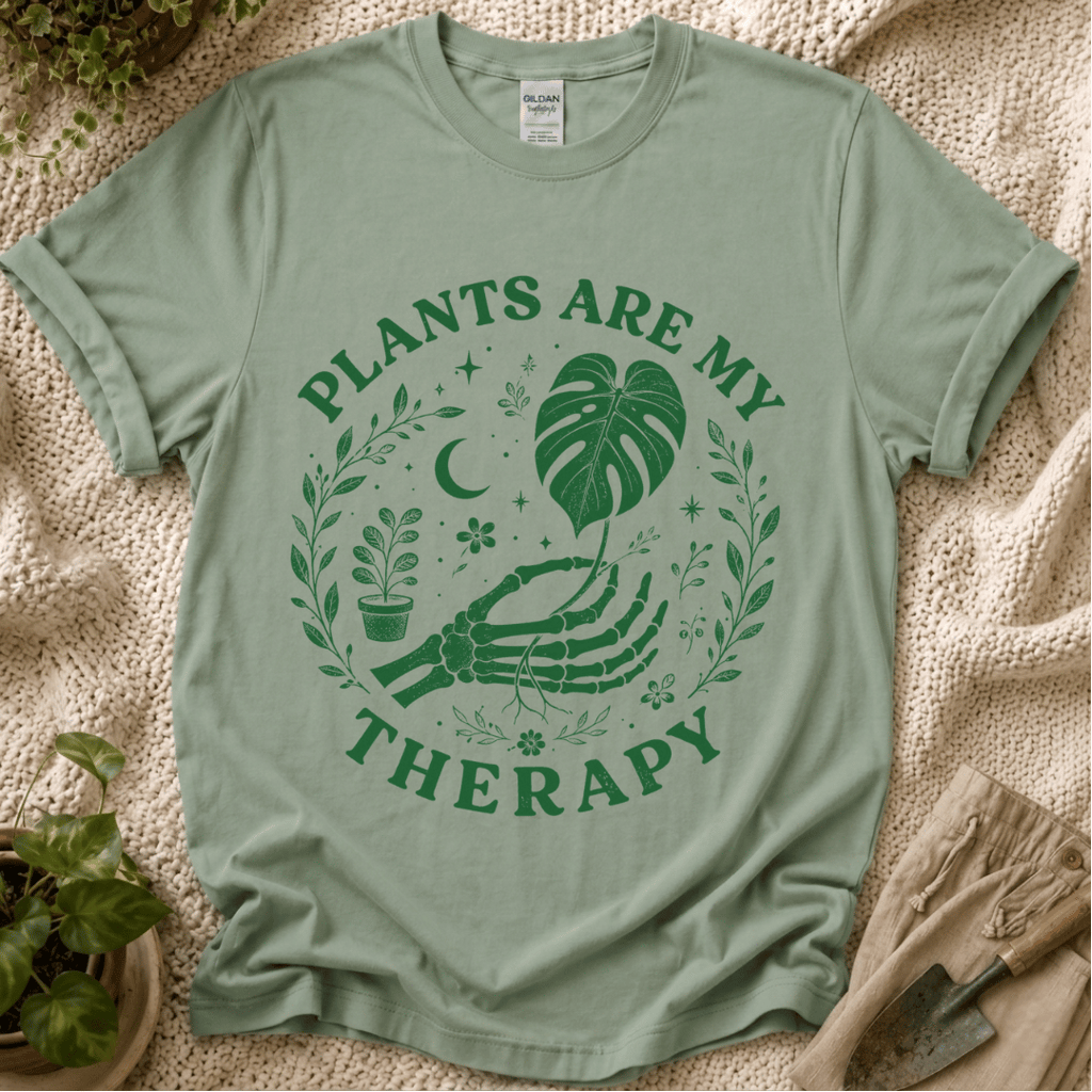 Plants Are My Therapy Botanical T-Shirt by Zen & Zucchinis Slow Garden Club