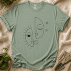 Sun and Moon Celestial Line Art T-Shirt by Zen & Zucchinis Slow Garden Club